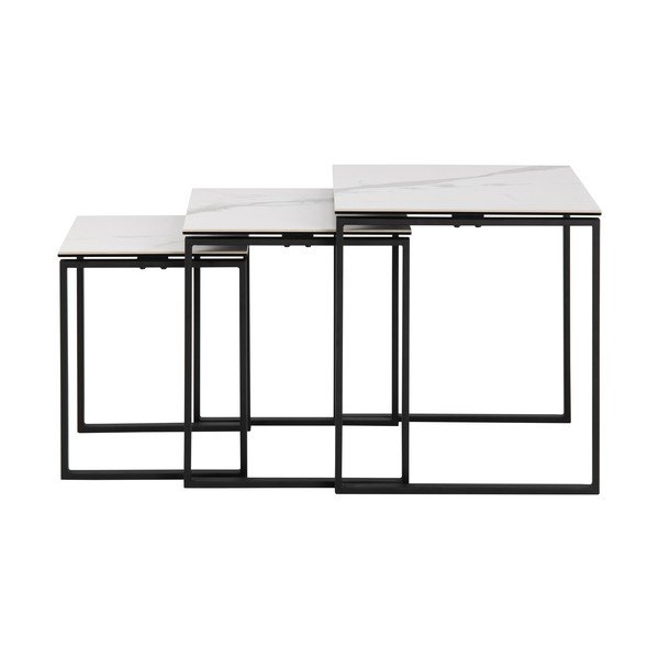 Tavolini bianchi e neri in set di 3 Katrine - Actona
