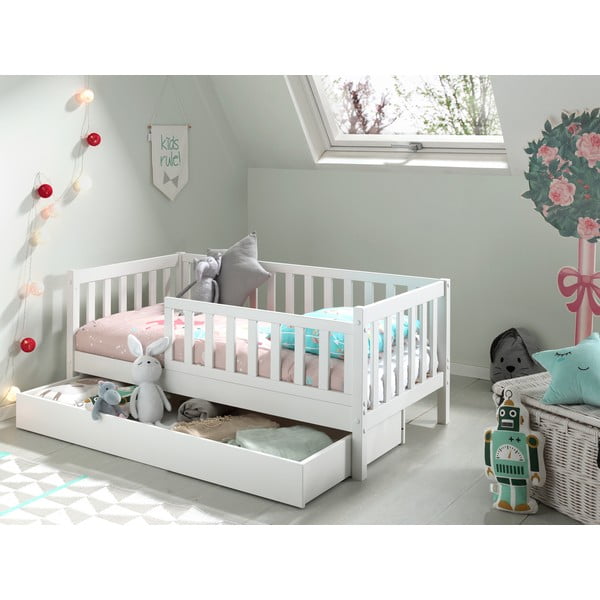 Cassetto bianco sotto il letto dei bambini 70x140 cm Peuter - Vipack-image-1