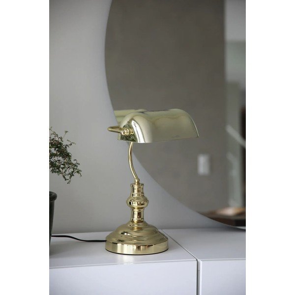 Lampada da tavolo color ottone con paralume in vetro (altezza totale 42 cm) Bankers – Markslöjd-image-1