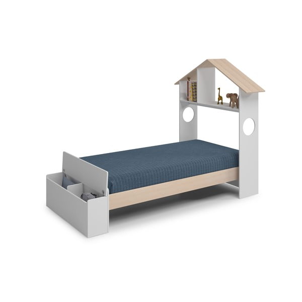 Letto per bambini in pino bianco/naturale con contenitore 90x190 cm Odessa - Marckeric-image-3