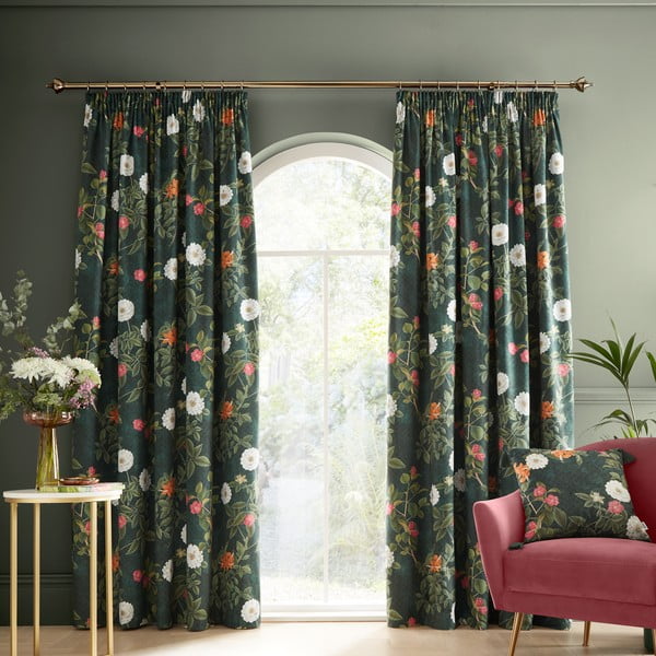 Tende in set verdi in velluto 2 pz 168x183 cm Arcadia Floral – RHS-image-1
