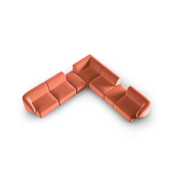 Divano angolare rosa con rivestimento in velluto Paolo – Milo Casa-image-1