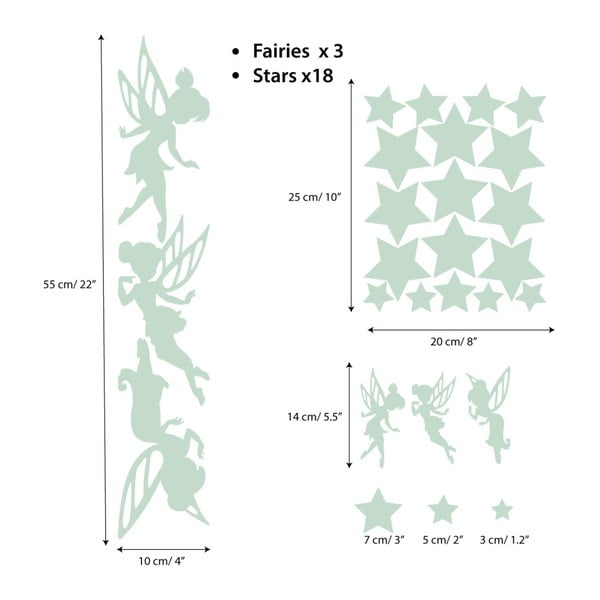 Set di adesivi murali luminosi per bambini Fate e Stelle - Ambiance-image-2