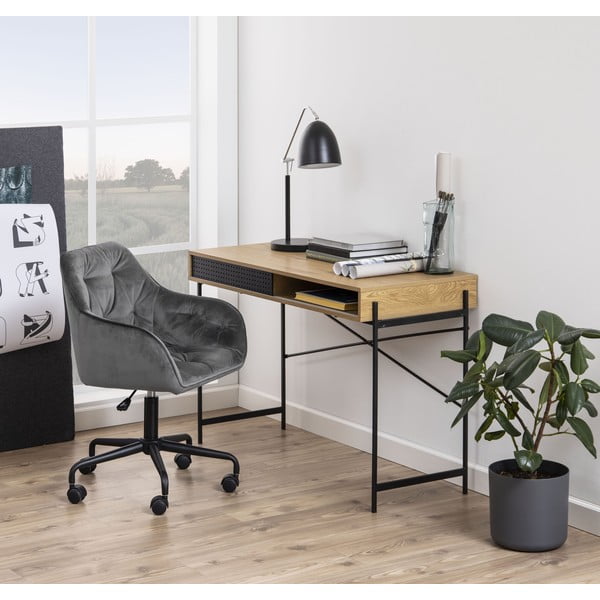 Sedia da ufficio grigia con superficie in velluto Brooke - Actona-image-1