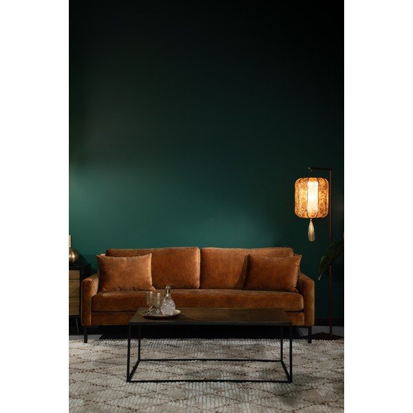 Divano in velluto marrone caramello Houda - Dutchbone-image-3