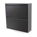 Scarpiera nera in metallo con ante ribaltabili 75x77,5x22,5 cm Billy – Spinder Design