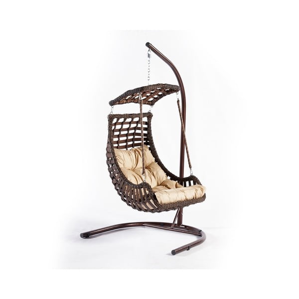 Sedia da giardino sospesa in rattan marrone Alacati - Floriane Garden-image-2