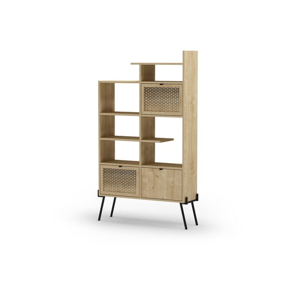 Libreria in rovere decorato in colore naturale 95x170 cm Ecrin - Marckeric-image-4