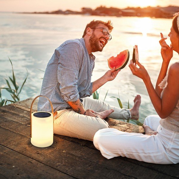 Lampada da tavolo LED bianco-marrone (altezza 34 cm) Bari - Fischer & Honsel-image-1