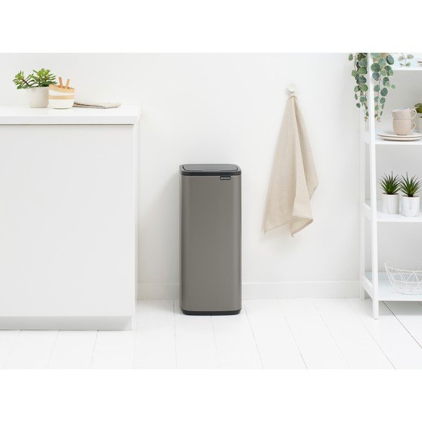 Cestino per la spazzatura grigio in acciaio touch 30 l Bo Touch – Brabantia-image-1