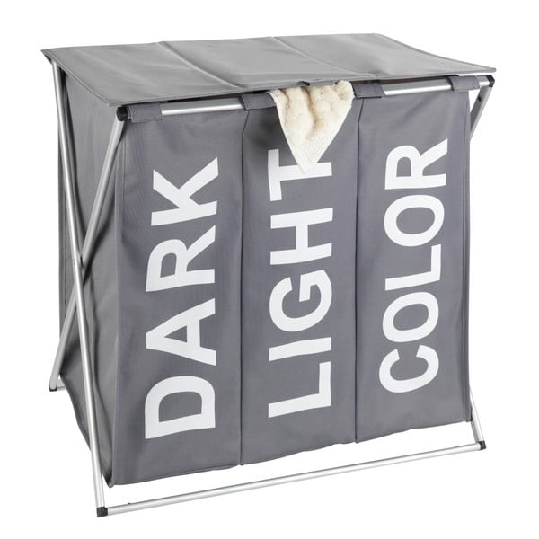 Cesto triplo per biancheria grigio Trio, 118 l Corno - Wenko-image-1