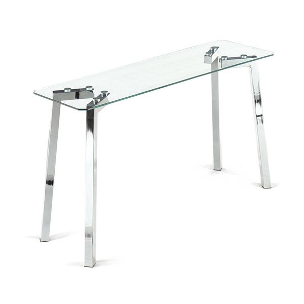 Consolle con piano in vetro in argento 40x125 cm Kirk - Tomasucci-image-2