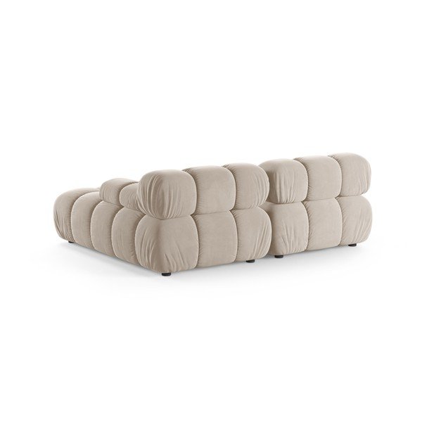Divano angolare componibile color crema (con penisola a destra/con chaise lounge) con rivestimento in velluto – Micadoni -image-3