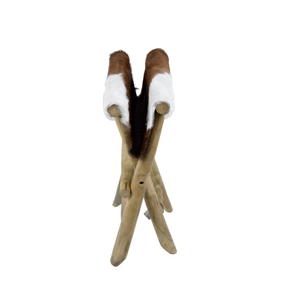 Sgabello marrone in teak massiccio Goatskin – Ego Dekor-image-2