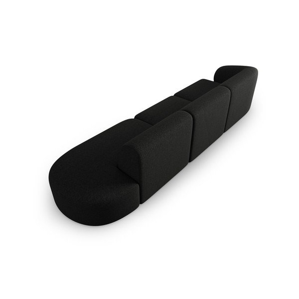 Divano nero con penisola a sinistra con rivestimento in ciniglia 311 cm Paolo – Milo Casa-image-3