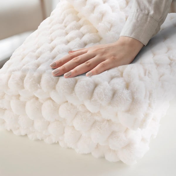 Coperta color crema in micropile 180x220 cm Frosty – douceur d'intérieur-image-4