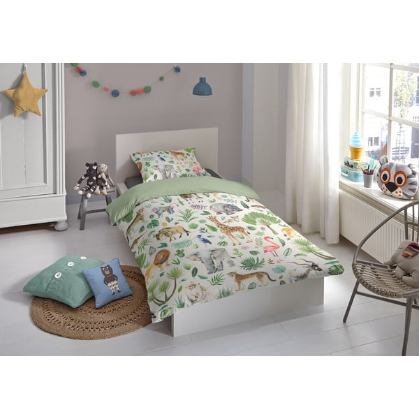 Biancheria da letto per bambini in cotone Jungle, 100 x 135 cm - Good Morning-image-1