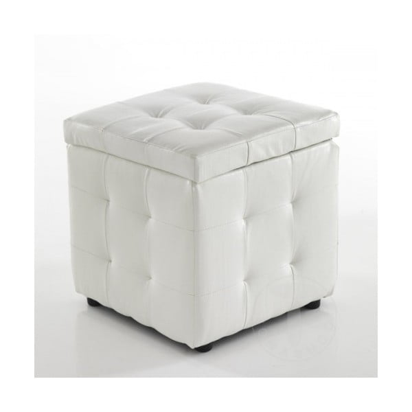 Pouf decorativo bianco con vano portaoggetti Dado - Tomasucci