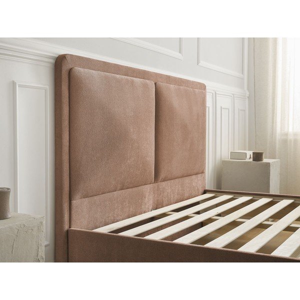 Letto matrimoniale imbottito rosa polveroso imbottito con rete inclusa 140x190 cm Mara – Bobochic Paris-image-4