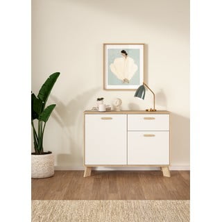 Cassettiera bianca e di colore naturale con effetto rovere 99x73x39 cm Ikast – Tvilum