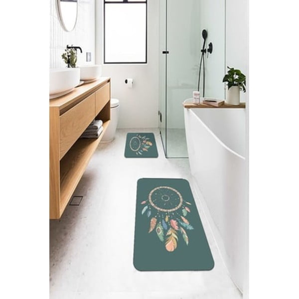 Tappetini da bagno verdi in set da 2 60x100 cm - Mila Home-image-1