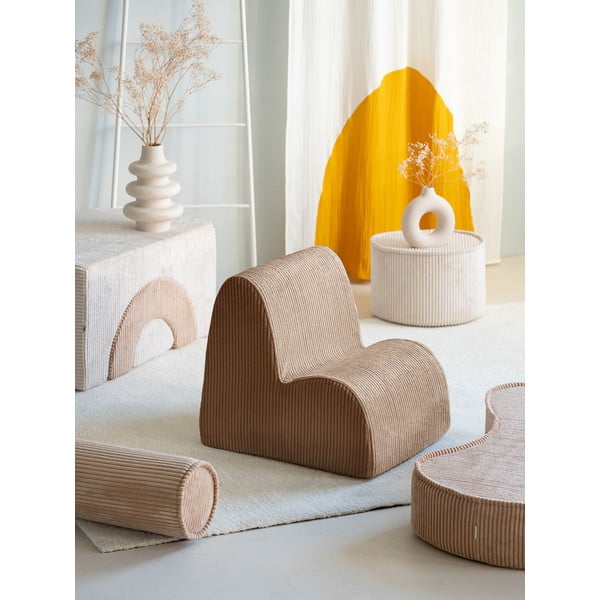 Poltrona per bambini marrone con rivestimento in velluto a coste Cloud – Wigiwama-image-4