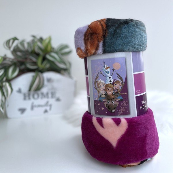 Coperta per bambini in microflanella viola 100x150 cm Frozen Family - Jerry Fabrics-image-1