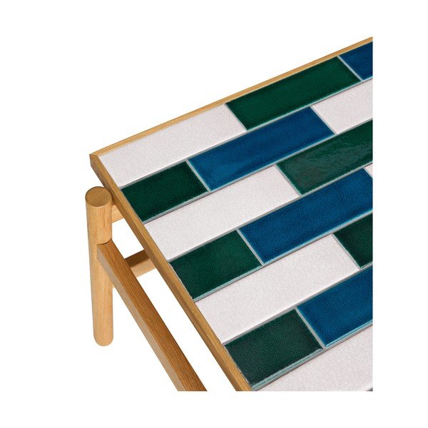Tavolino da salotto bianco e nero/di colore naturale con effetto rovere 61x132 cm Motif – Hübsch-image-4