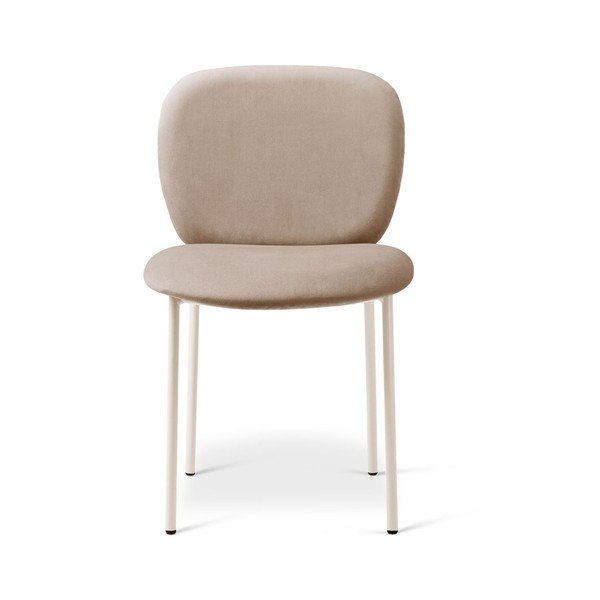 Sedia da pranzo beige imbottito impilabile Caroline – Micadoni -image-1