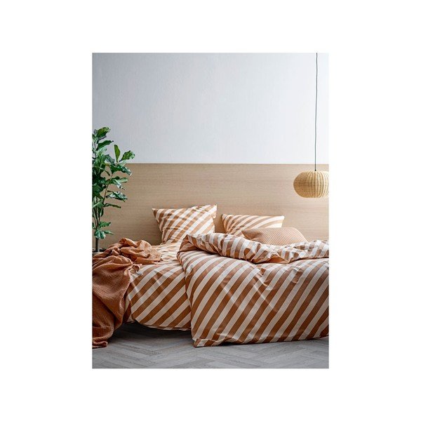 Biancheria da letto matrimoniale in cotone organico sateen arancione , 200 x 220 Diagonal - Södahl-image-1