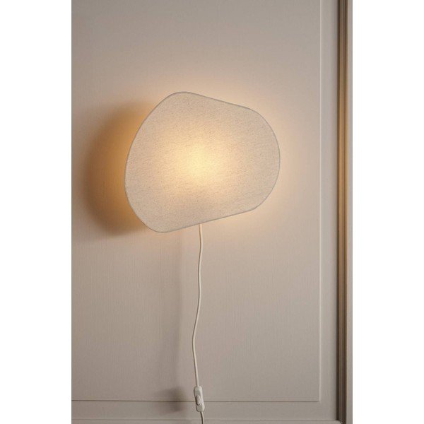 Lampada da parete color crema in lino con alimentazione a corrente Elvie – Jotex-image-1