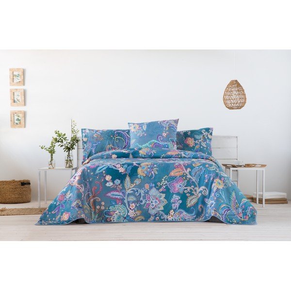 Copriletto blu per letto matrimoniale Uthred, 270 x 250 cm - Ethere-image-3