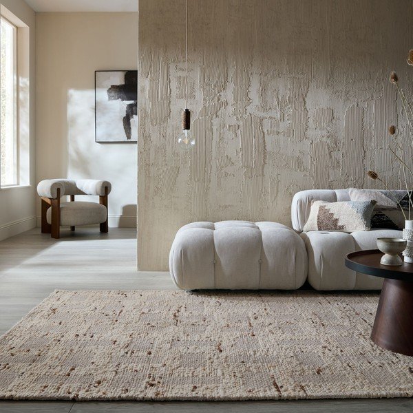 Tappeto di colore naturale in misto lana tessuto a mano 140x200 cm Rova Blend – Flair Rugs-image-1