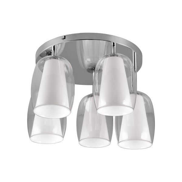 Apparecchio da soffitto con paralume in vetro ø 14 cm in argento Barret - Trio Select