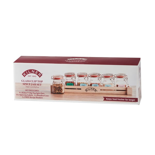 Set di 6 spezie in un ripiano di legno Herbs&Spices - Kilner-image-2