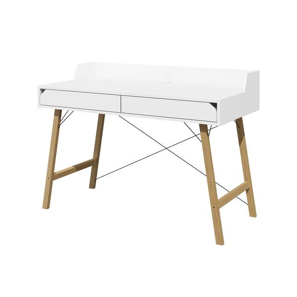 Scrivania bianca, larghezza 132 cm Lotta - BELLAMY-image-1