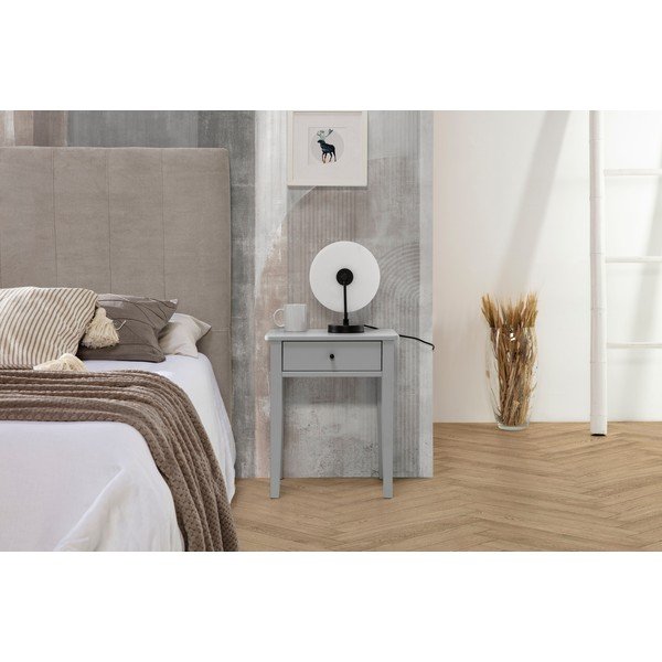 Comodino in legno di pino grigio chiaro Bart - Marckeric-image-1