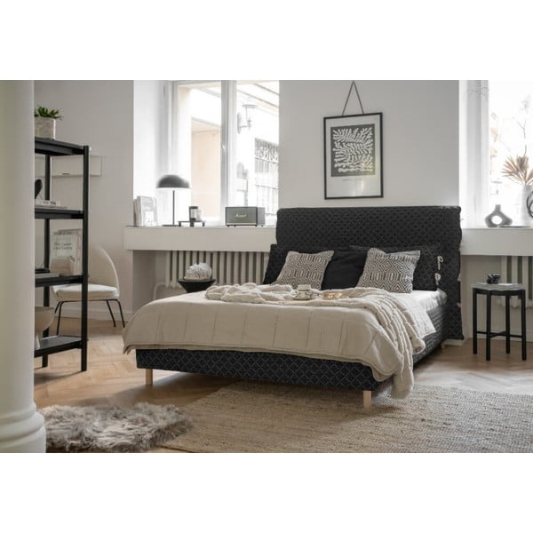 Letto matrimoniale imbottito nero con rete 180x200 cm Sleepy Luna - Miuform-image-2