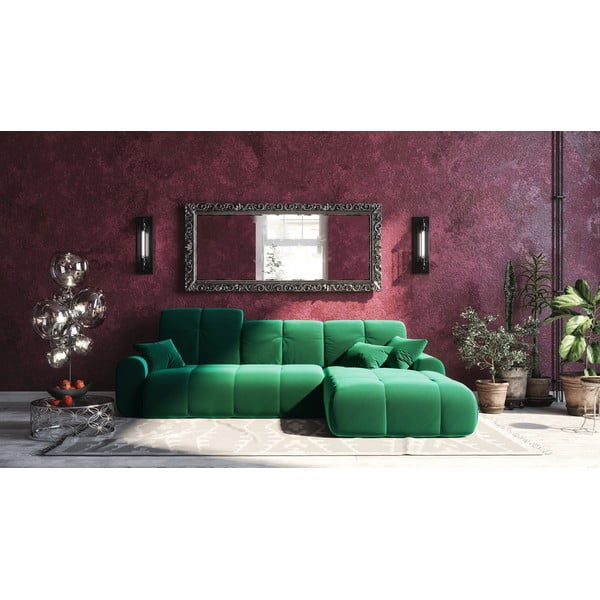 Divano letto angolare in velluto verde scuro Devichy , angolo destro Tous - devichy-image-3