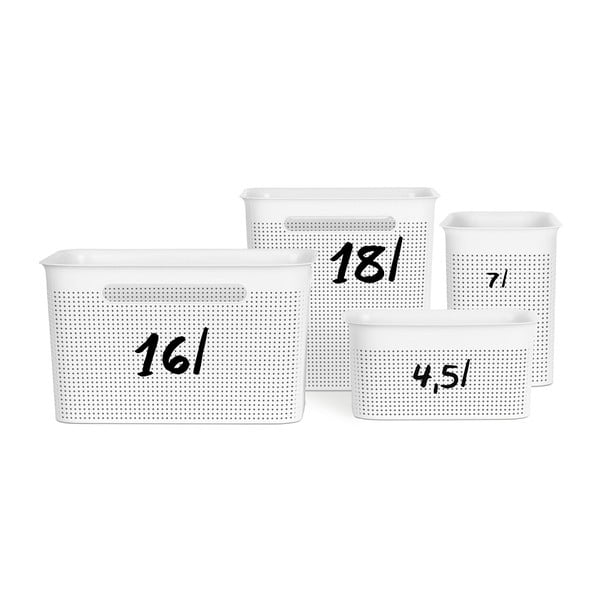 Cesto portaoggetti in plastica riciclata bianca Brisen - Rotho-image-2