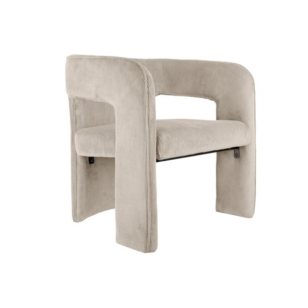 Poltrona in velluto a coste beige Vigor - Leitmotiv