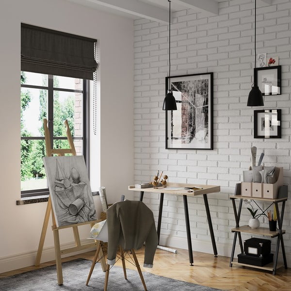 Tavolo da lavoro con piano in legno di noce 30x50 cm Hexe - Homede-image-1