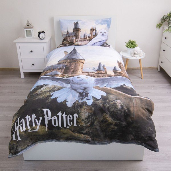 Set copripiumino e federa da bambini in cotone per letto singolo 140x200 cm Harry Potter "Hedwig" – Jerry Fabrics-image-1