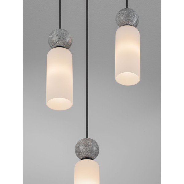 Lampadario nero opaco in pietra con paralume in vetro ø 25 cm Filomena – Nova Luce-image-1