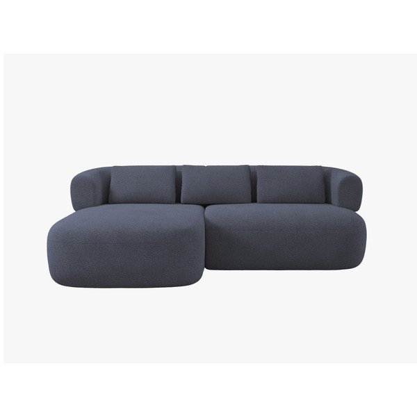 Divano angolare blu scuro (con penisola a sinistra/con chaise lounge) con rivestimento in bouclé Jenny – Micadoni -image-1