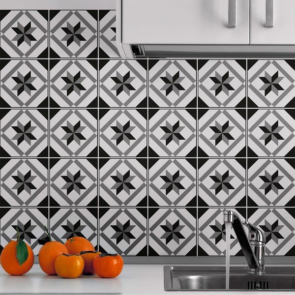 Sada 30 samolepek na stěnu Ambiance Azulejos Lucida, 15 x 15 cm-image-1