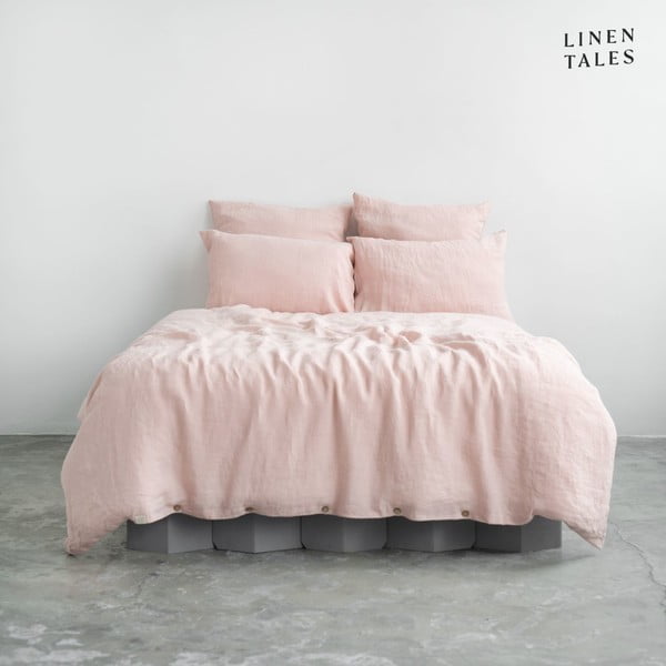 Lenzuolo matrimoniale in lino rosa chiaro 200x220 cm Misty Rose - Linen Tales