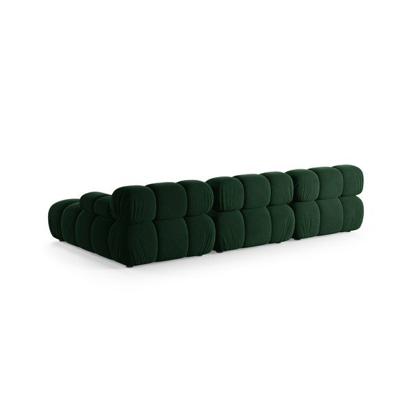 Divano angolare componibile verde scuro (con penisola a destra/con chaise lounge) con rivestimento in velluto – Micadoni -image-3