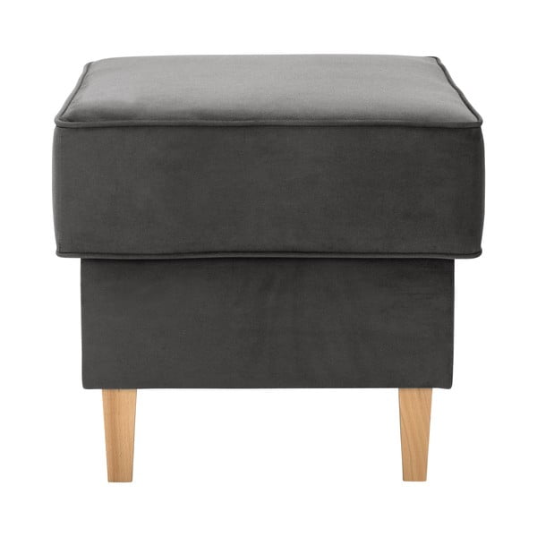 Poltrona in velluto antracite con pouf Lorris - Max Winzer-image-4