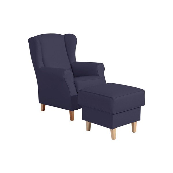 Pouf Lorris in similpelle blu scuro - Max Winzer-image-1